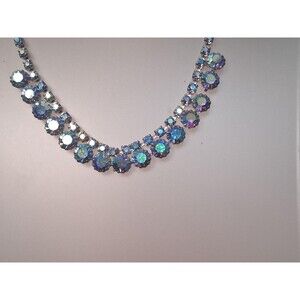 Vintage Aurora Borealis Rhinestone Necklace AB Stones